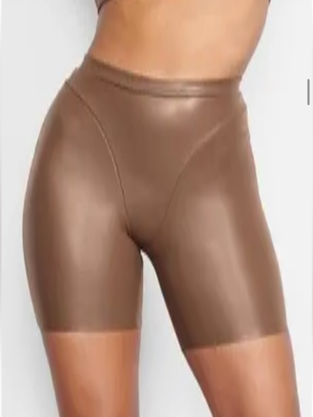 Skims High-Waist Brown Faux Leather Bike Shorts